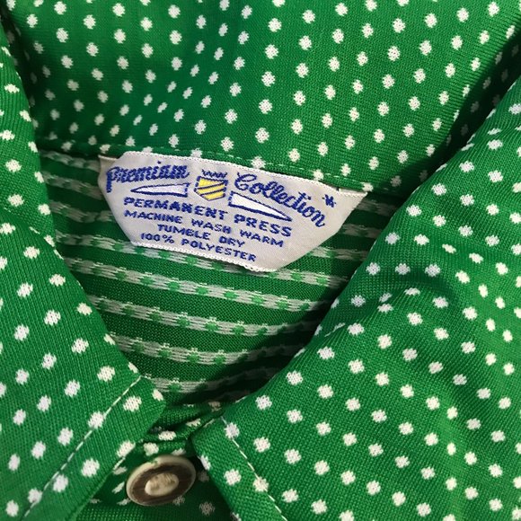 Vintage 1970s Polka Dot Golf Disco Unisex Shirt - Picture 7 of 7